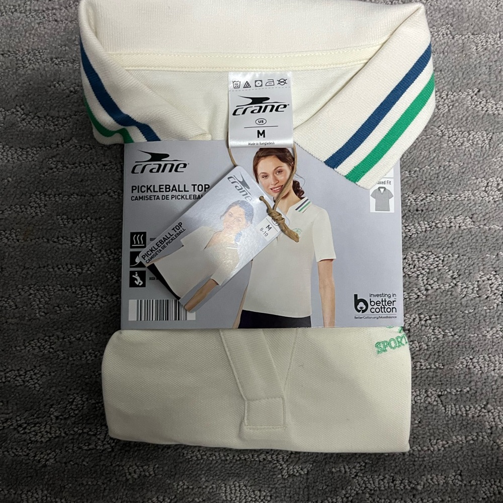 Women’s medium Crane White Pickleball Polo Shirt